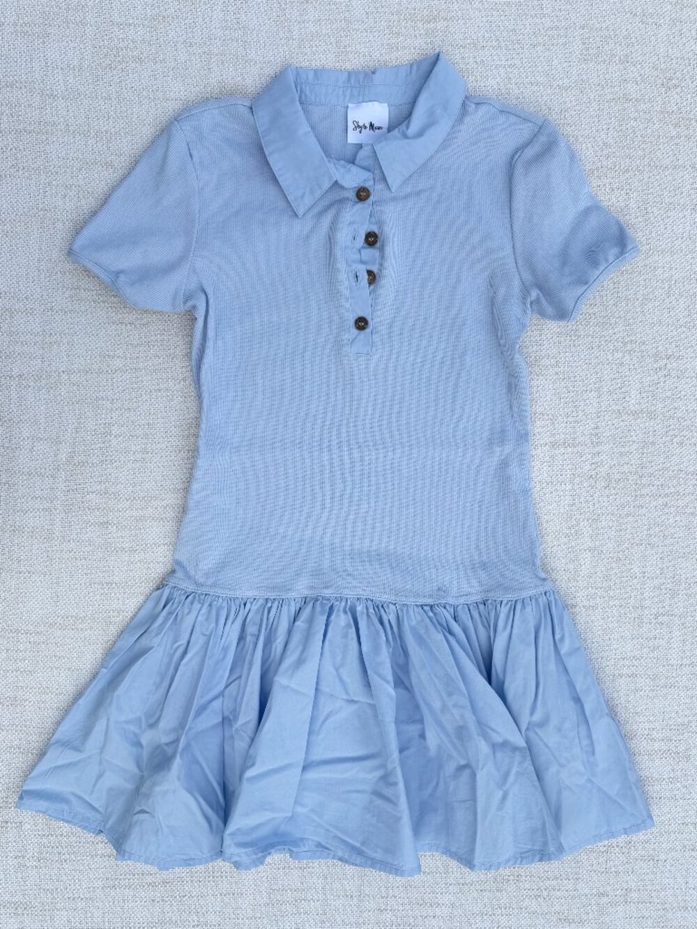 Sky to Moon Light Blue Mini Shirt Dress SMALL